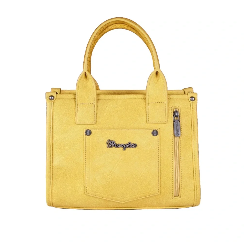 🎈HP🥳🎉 Wrangler Ladies Croc Concealed Carry Mustard Crossbody Tote Bag - Picture 3 of 6